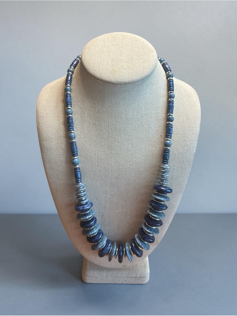 Blue Disk Bead Necklace